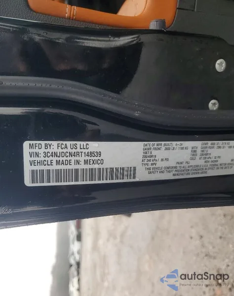 2024 Jeep Compass Limited z USA, uszkodzony, nr VIN 3C4NJDCN4RT148539